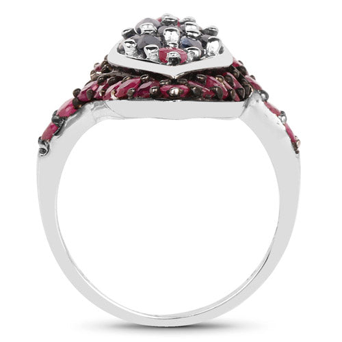 1.77 Carat Genuine Blue Sapphire and Ruby .925 Sterling Silver Ring Bids.com