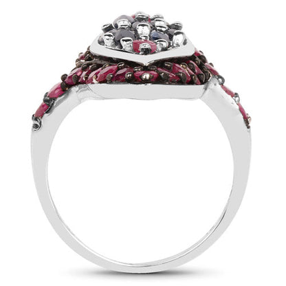 1.77 Carat Genuine Blue Sapphire and Ruby .925 Sterling Silver Ring Bids.com