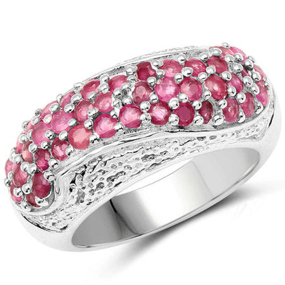 1.81 Carat Genuine Ruby and White Zircon .925 Sterling Silver Ring Bids.com