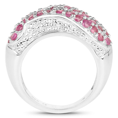 1.81 Carat Genuine Ruby and White Zircon .925 Sterling Silver Ring Bids.com