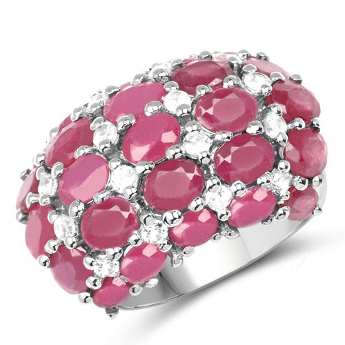 8.54 Carat Glass Filled Ruby and White Topaz .925 Sterling Silver Ring Bids.com