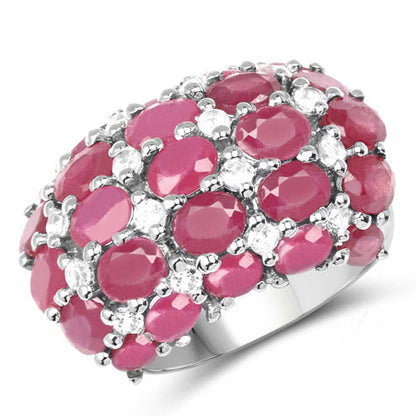 8.54 Carat Glass Filled Ruby and White Topaz .925 Sterling Silver Ring Bids.com