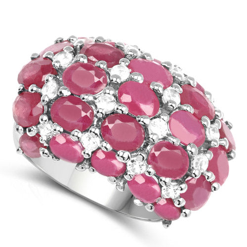 8.54 Carat Glass Filled Ruby and White Topaz .925 Sterling Silver Ring Bids.com