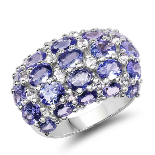 7.29 Carat Genuine Tanzanite and White Topaz .925 Sterling Silver Ring Bids.com