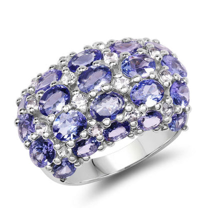 7.29 Carat Genuine Tanzanite and White Topaz .925 Sterling Silver Ring Bids.com