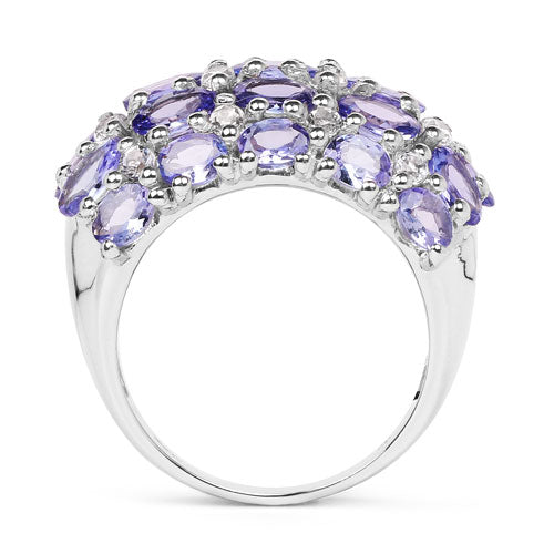 7.29 Carat Genuine Tanzanite and White Topaz .925 Sterling Silver Ring Bids.com