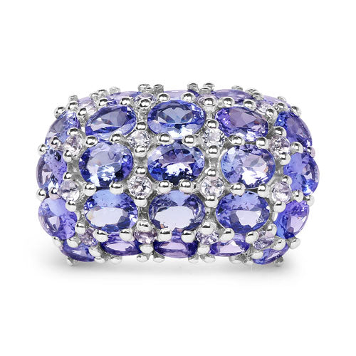 7.29 Carat Genuine Tanzanite and White Topaz .925 Sterling Silver Ring Bids.com