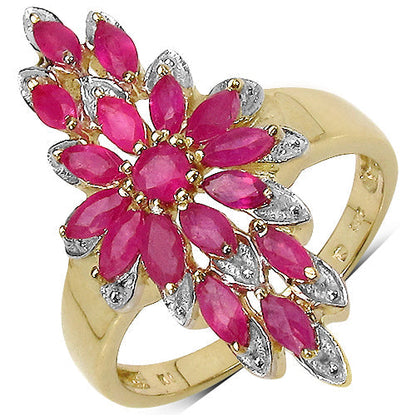 14K Yellow Gold Plated 2.04 Carat Genuine Ruby .925 Sterling Silver Ring Bids.com