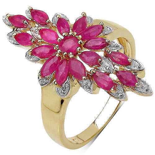 14K Yellow Gold Plated 2.04 Carat Genuine Ruby .925 Sterling Silver Ring Bids.com