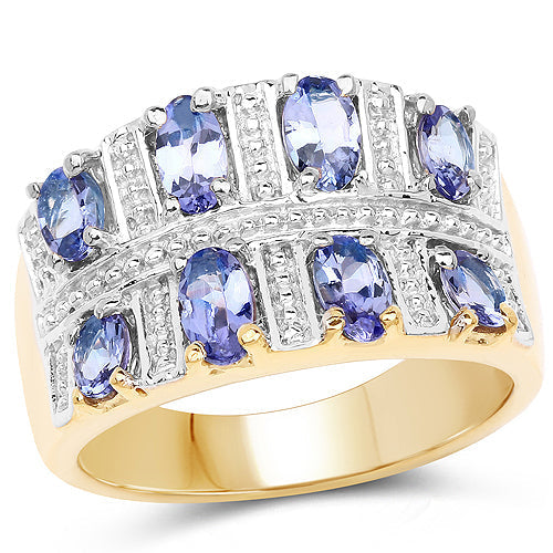 14K Yellow Gold Plated 1.68 Carat Genuine Tanzanite .925 Sterling Silver Ring Bids.com