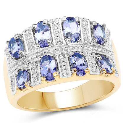 14K Yellow Gold Plated 1.68 Carat Genuine Tanzanite .925 Sterling Silver Ring Bids.com