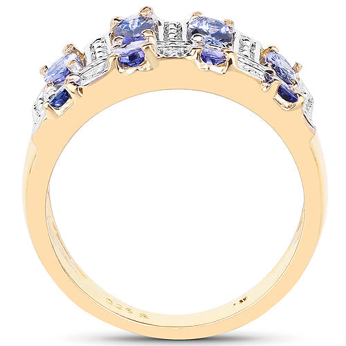 14K Yellow Gold Plated 1.68 Carat Genuine Tanzanite .925 Sterling Silver Ring Bids.com