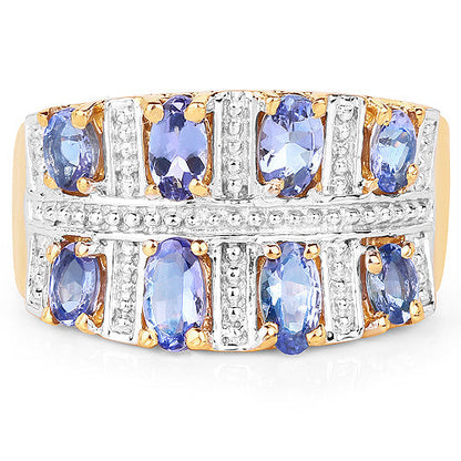 14K Yellow Gold Plated 1.68 Carat Genuine Tanzanite .925 Sterling Silver Ring Bids.com