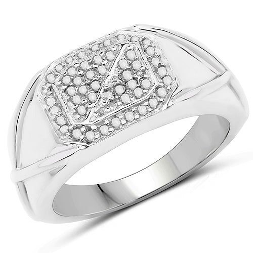 14K White Gold Plated 0.24 Carat Genuine White Diamond .925 Sterling Silver Ring Bids.com