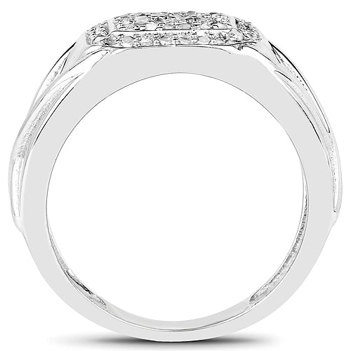 14K White Gold Plated 0.24 Carat Genuine White Diamond .925 Sterling Silver Ring Bids.com