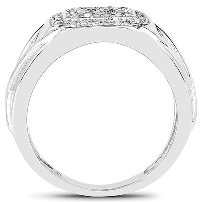 14K White Gold Plated 0.24 Carat Genuine White Diamond .925 Sterling Silver Ring Bids.com