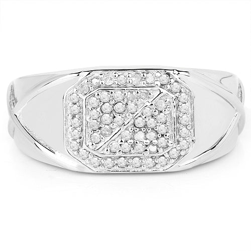 14K White Gold Plated 0.24 Carat Genuine White Diamond .925 Sterling Silver Ring Bids.com