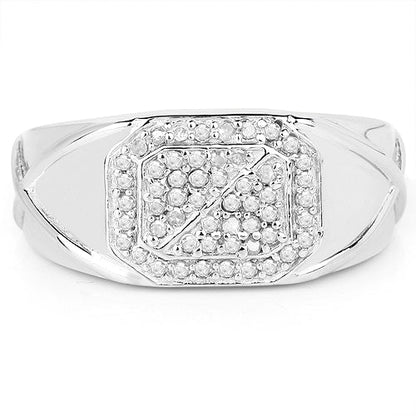 14K White Gold Plated 0.24 Carat Genuine White Diamond .925 Sterling Silver Ring Bids.com