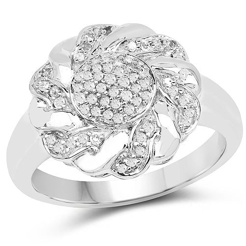 14K Yellow Gold Plated 0.28 Carat Genuine White Diamond .925 Sterling Silver Ring Bids.com