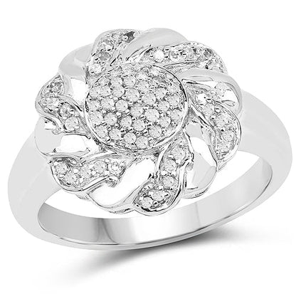 14K Yellow Gold Plated 0.28 Carat Genuine White Diamond .925 Sterling Silver Ring Bids.com