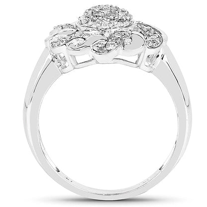 14K Yellow Gold Plated 0.28 Carat Genuine White Diamond .925 Sterling Silver Ring Bids.com