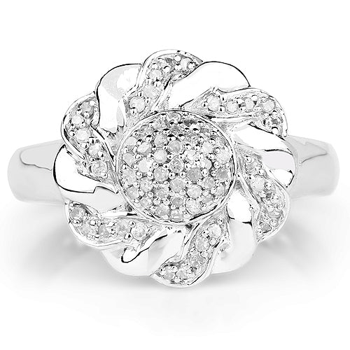 14K Yellow Gold Plated 0.28 Carat Genuine White Diamond .925 Sterling Silver Ring Bids.com