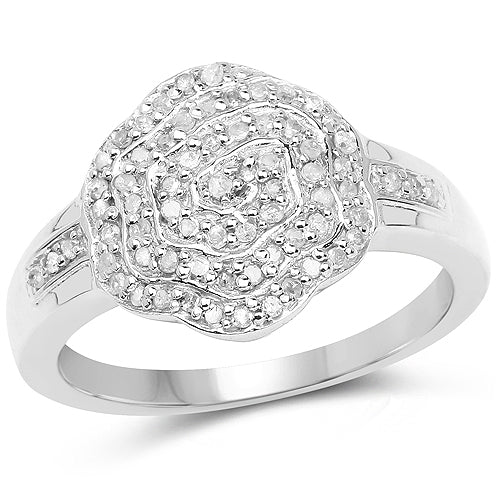 14K Yellow Gold Plated 0.29 Carat Genuine White Diamond .925 Sterling Silver Ring Bids.com