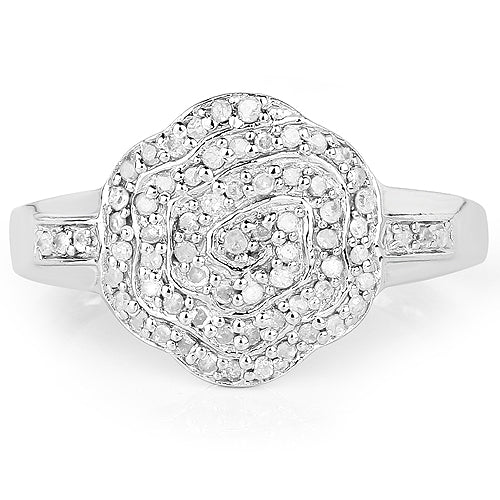 14K Yellow Gold Plated 0.29 Carat Genuine White Diamond .925 Sterling Silver Ring Bids.com