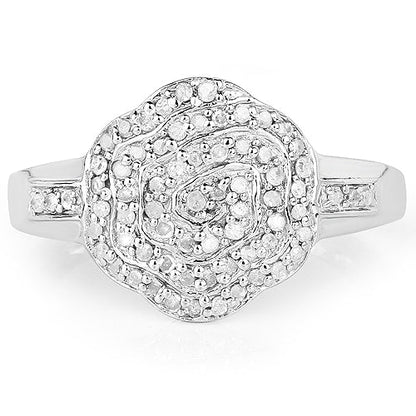 14K Yellow Gold Plated 0.29 Carat Genuine White Diamond .925 Sterling Silver Ring Bids.com