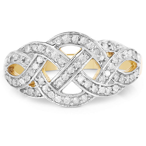 14K Yellow Gold Plated 0.26 Carat Genuine White Diamond .925 Sterling Silver Ring Bids.com
