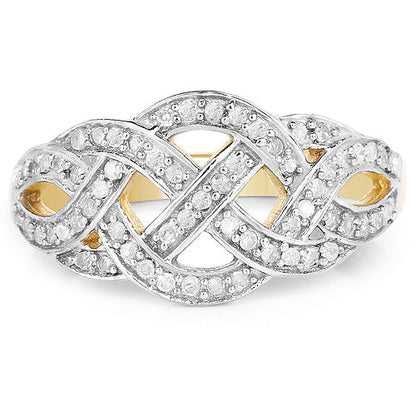 14K Yellow Gold Plated 0.26 Carat Genuine White Diamond .925 Sterling Silver Ring Bids.com