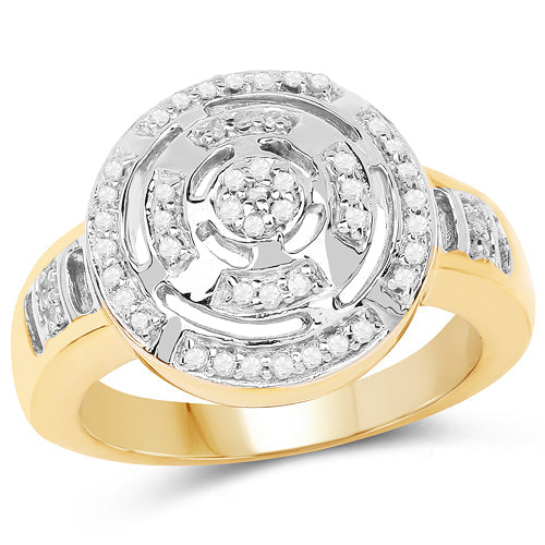 14K Yellow Gold Plated 0.21 Carat Genuine White Diamond .925 Sterling Silver Ring Bids.com