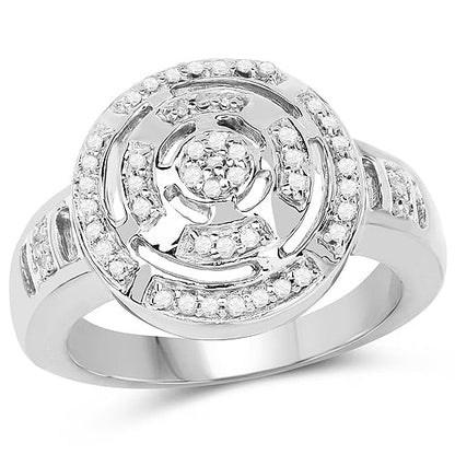 14K Yellow Gold Plated 0.21 Carat Genuine White Diamond .925 Sterling Silver Ring Bids.com