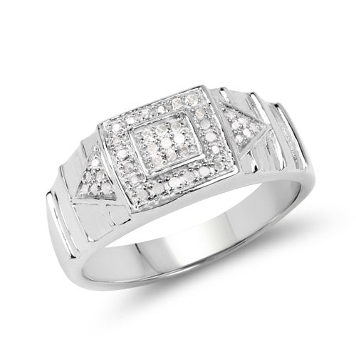 14K White Gold Plated 0.21 Carat Genuine White Diamond .925 Sterling Silver Ring Bids.com