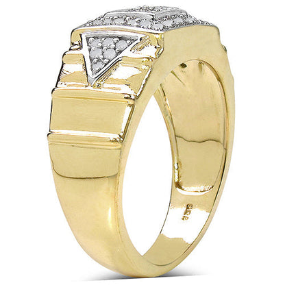 14K Yellow Gold Plated 0.21 Carat Genuine White Diamond .925 Sterling Silver Ring Bids.com