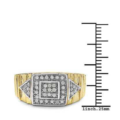 14K Yellow Gold Plated 0.21 Carat Genuine White Diamond .925 Sterling Silver Ring Bids.com