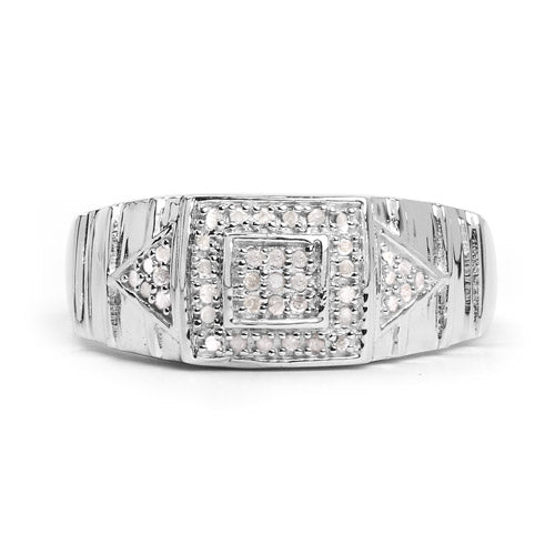14K White Gold Plated 0.21 Carat Genuine White Diamond .925 Sterling Silver Ring Bids.com