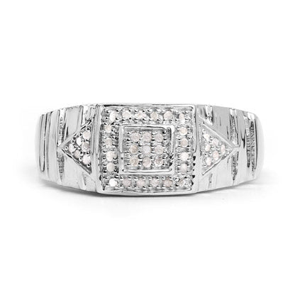 14K White Gold Plated 0.21 Carat Genuine White Diamond .925 Sterling Silver Ring Bids.com