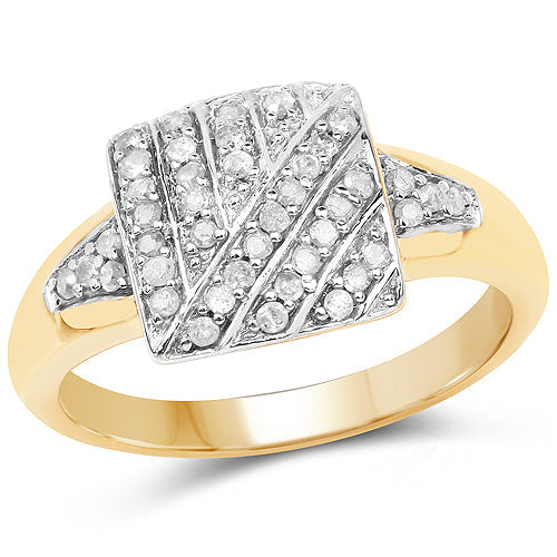 14K Yellow Gold Plated 0.23 Carat Genuine White Diamond .925 Sterling Silver Ring Bids.com