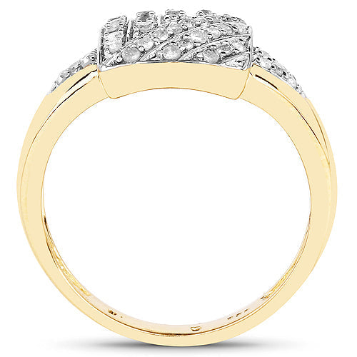 14K Yellow Gold Plated 0.23 Carat Genuine White Diamond .925 Sterling Silver Ring Bids.com