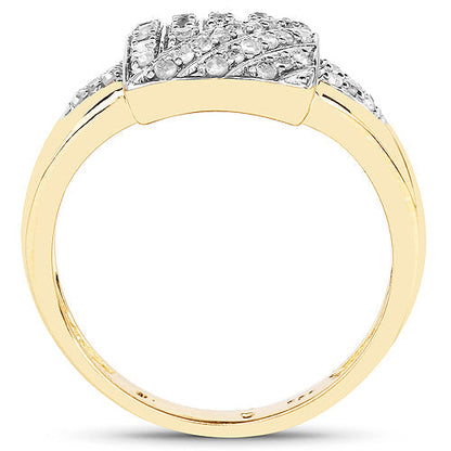 14K Yellow Gold Plated 0.23 Carat Genuine White Diamond .925 Sterling Silver Ring Bids.com