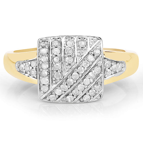 14K Yellow Gold Plated 0.23 Carat Genuine White Diamond .925 Sterling Silver Ring Bids.com