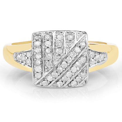 14K Yellow Gold Plated 0.23 Carat Genuine White Diamond .925 Sterling Silver Ring Bids.com