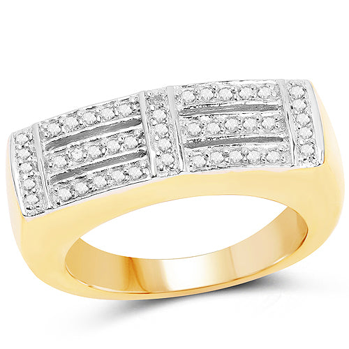 14K Yellow Gold Plated 0.25 Carat Genuine White Diamond .925 Sterling Silver Ring Bids.com