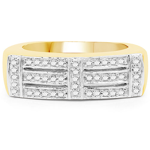 14K Yellow Gold Plated 0.25 Carat Genuine White Diamond .925 Sterling Silver Ring Bids.com