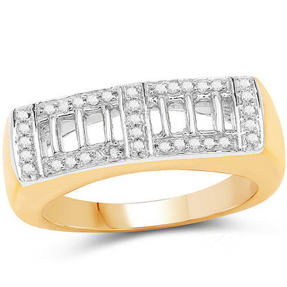 14K Yellow Gold Plated 0.19 Carat Genuine White Diamond .925 Sterling Silver Ring Bids.com
