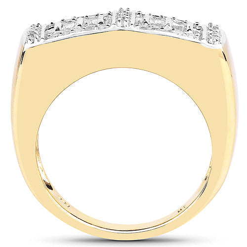 14K Yellow Gold Plated 0.19 Carat Genuine White Diamond .925 Sterling Silver Ring Bids.com
