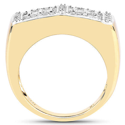 14K Yellow Gold Plated 0.19 Carat Genuine White Diamond .925 Sterling Silver Ring Bids.com