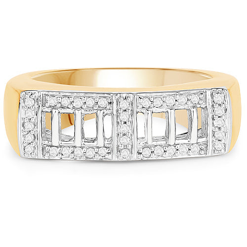 14K Yellow Gold Plated 0.19 Carat Genuine White Diamond .925 Sterling Silver Ring Bids.com