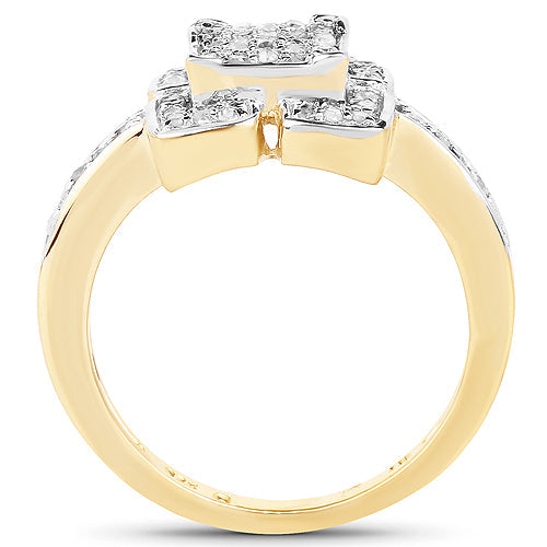 14K Yellow Gold Plated 0.24 Carat Genuine White Diamond .925 Sterling Silver Ring Bids.com